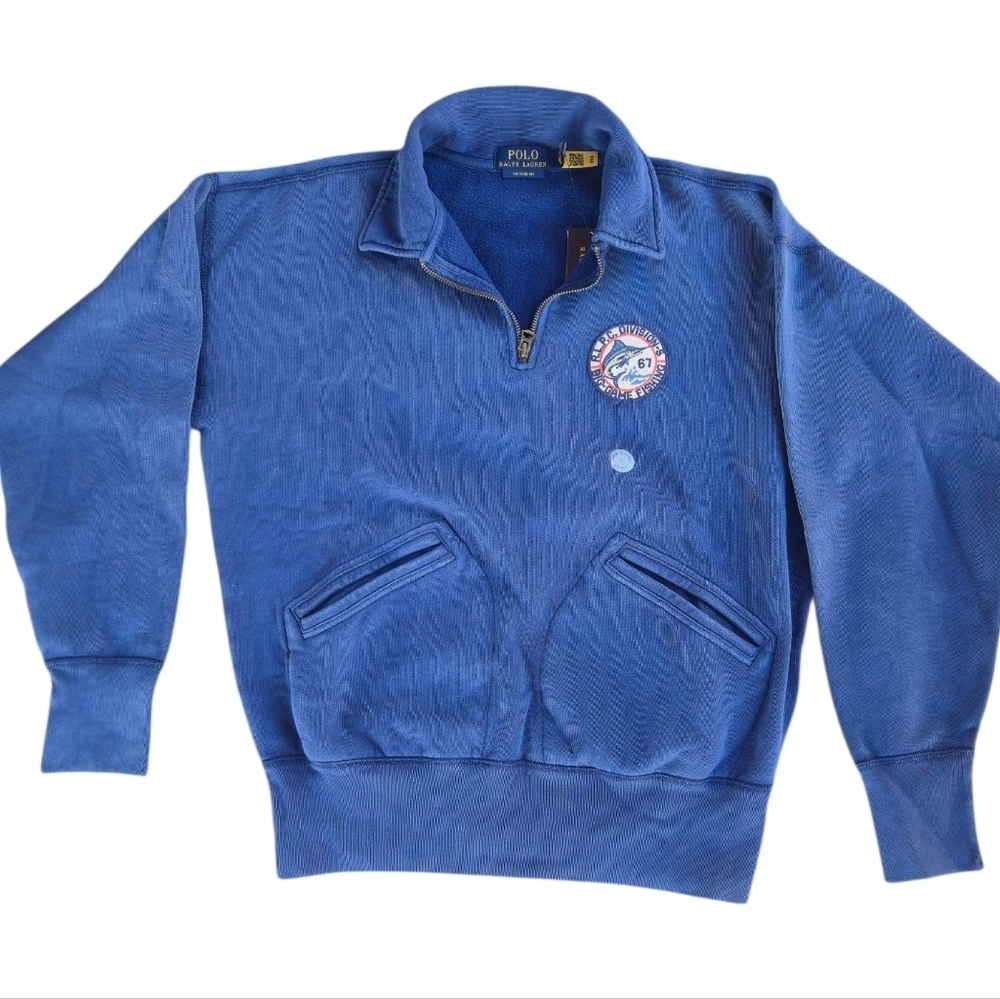 Vintage Fit Graphic Collared Sweatshirt Polo Ralph Lauren Size Small Half Zip